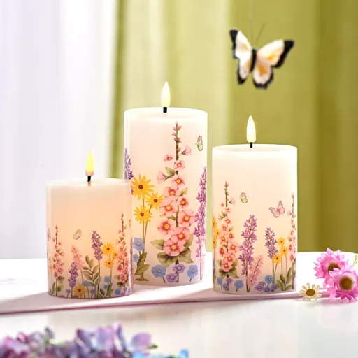 3 lumânări LED Flori de pajiște