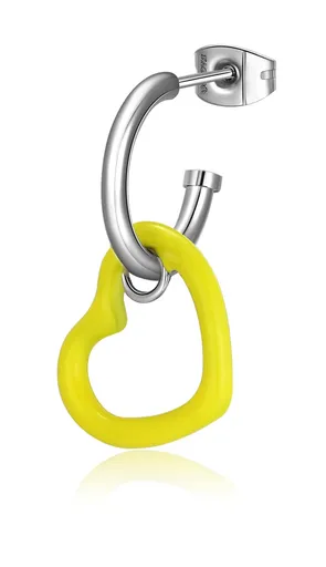 S'Agapõ Cercei single din oțel cu inimă galbenă 2în1 Vibes SVB38