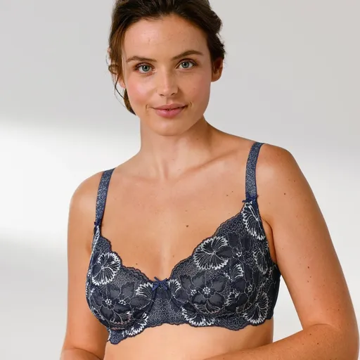 Sutien cu pernuțe Pahala din dantelă și microfibră bicoloră, cu arcuri