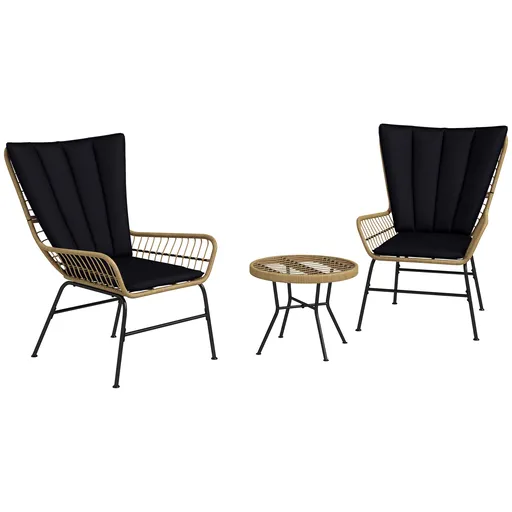 Outsunny Set de bistrou mobilier de balcon, stil Boho, rezistent la intemperii, 76 x 66 x 96 cm, Negru | Aosom Romania