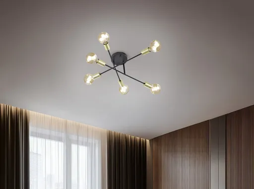 Plafoniera Cross, TRIO, 56.6x19.1 cm, 40W, 6x E27, metal, negru mat