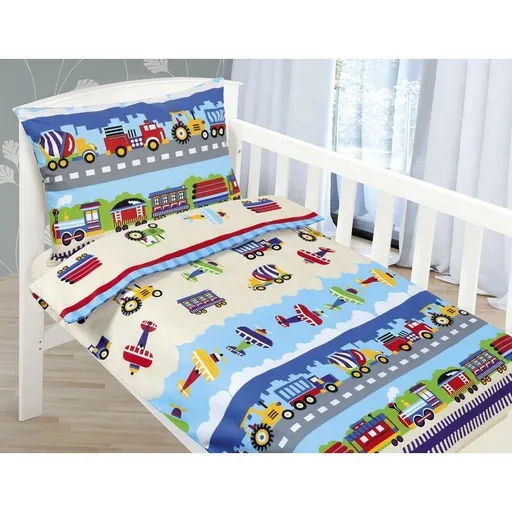 Bellatex Lenjerie de pat din bumbac pentru copiiBeáta Avion albastru, 100 x 135, 45 x 60 cm