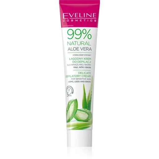 Eveline Cosmetics 99% Natural Aloe Vera crema calmanta pentru indepartarea parului linia inghinala si axile 125 ml