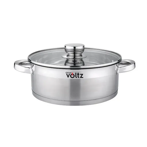 Cratita cu capac Oliver Voltz OV51210Q26, 5.1 L, 26 x 10 cm, Inductie, Cu fund gros, Inox