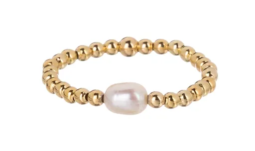 Alisia Inel format din biluțe, placat cu aur, cu perlă de apă dulce AL4794.01.000.D 53 mm