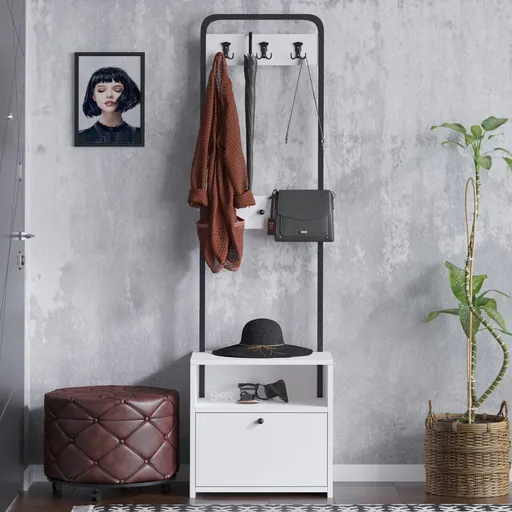 Cuier de perete, Hanah Home, Tina, 50x170x35 cm, Alb/Negru