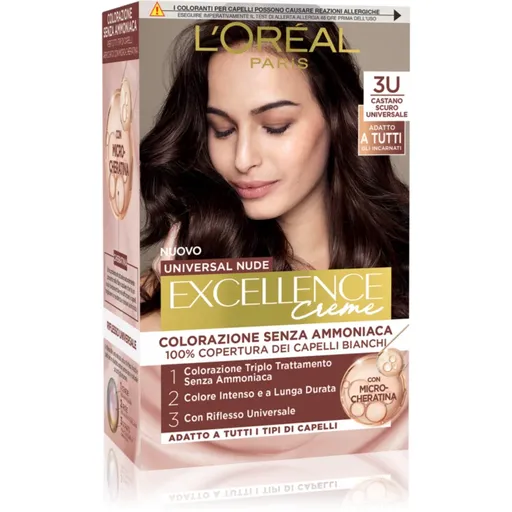 L’Oréal Paris Excellence Universal Nudes Culoare permanenta pentru par culoare 3U Castano Scuro Universale 1 buc