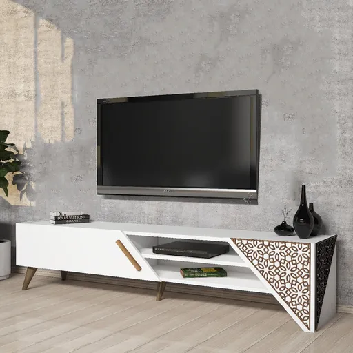Comoda TV, Hanah Home, Beril 2, 180x37x40 cm, Alb