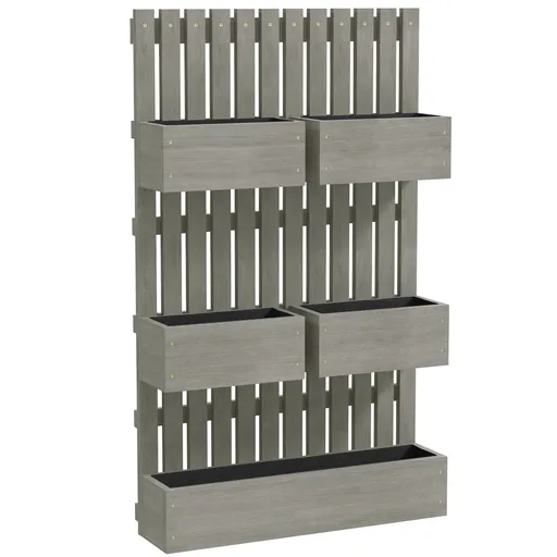 Outsunny Strat înălțat din lemn, reglabil, jardiniere cu spalier, strat de grădină 60x16x100cm Gri | Aosom Romania