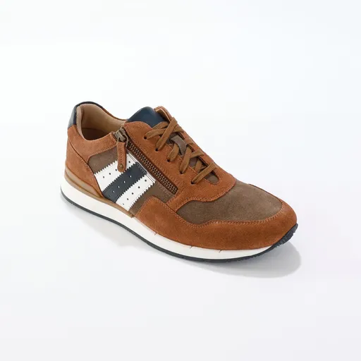 Teniși din 2 materiale, șireturi și fermoare