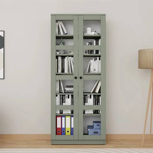 Dulap multifunctional, Hanah Home, Lucas Glass 1600-76, 80x190x37 cm, Verde