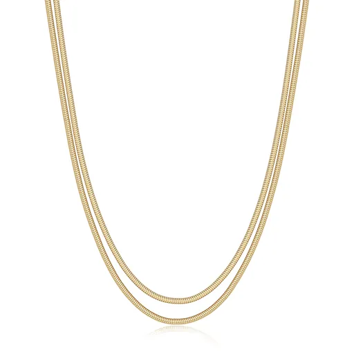 S'Agapõ Colier dublu de lux din oțel placat cu aur Șarpe Chunky SHK111