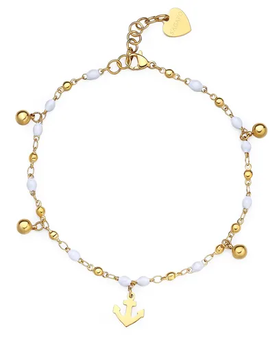 S'Agapõ Brățară pentru gleznă din mărgele placate cu aur Vibes SVB64