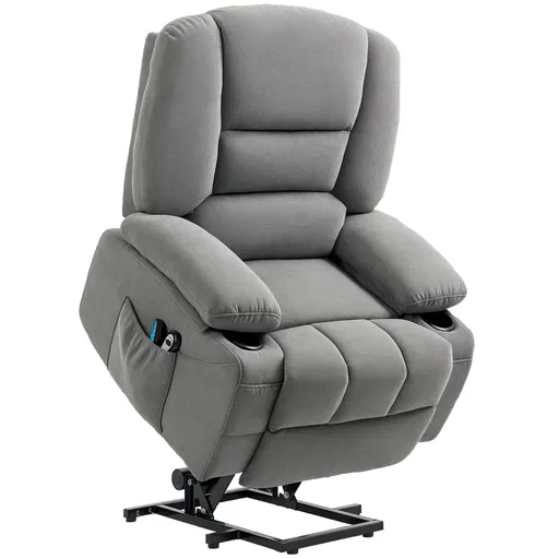 HOMCOM Fotoliu electric de relaxare cu funcție de asistare la ridicare, fotoliu de masaj cu funcții de încălzire, 2 telecomenzi, spumă moale | Aosom R