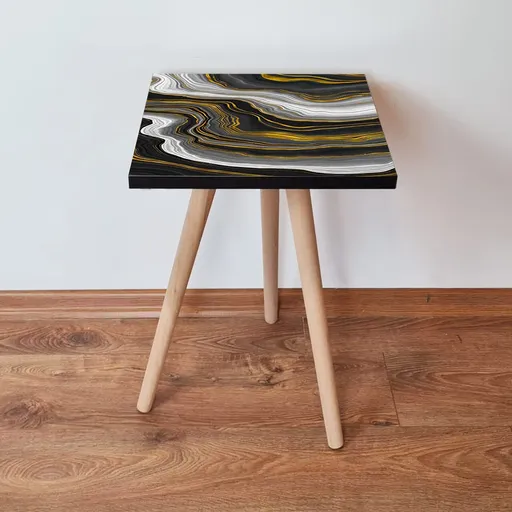 Masuta, Hanah Home, Shp75, 35x42x35 cm, Negru / Auriu / Alb