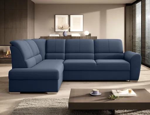 Coltar extensibil stanga 3 locuri ELTAP, LT-40GO, Siber, 270x186x93 cm, lemn/poliester, albastru inchis