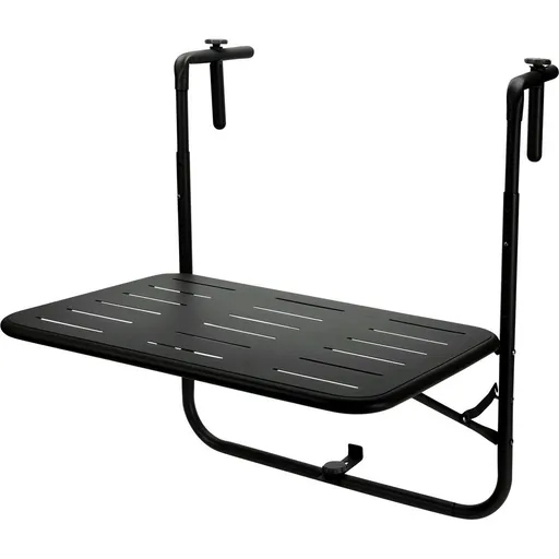 Masă de balcon pliabilă, 60 x 43 x 70 cm, negru, negru