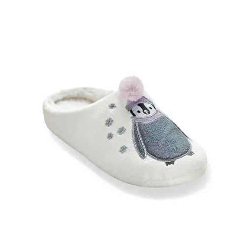 Papuci din fleece cu motivul Pinguin