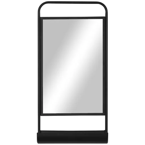 HOMCOM Oglindă de Perete cu Raft, Cadru Metalic, pentru Baie/Dormitor, 36.2x12x71.7cm, Negru | Aosom Romania