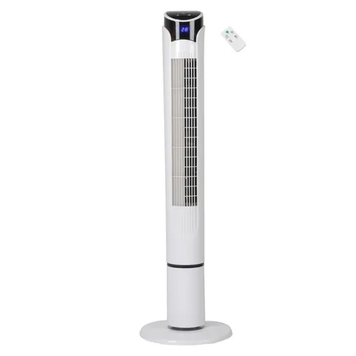Ventilator Tower Elite ETTF-0332, 45W, 100 cm, Temporizator, 3 viteze, Afișaj LED, Telecomandă, Alb