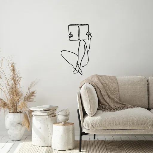 Decoratiune de perete, Book Reading, Dimensiune: 43 x 70 cm, Negru