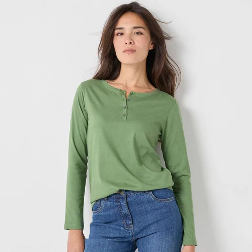 Tricou cu mânecă lungă și guler tunică