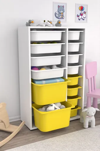 Dulap multifunctional, Hanah Home, Rine 2D4K8U, 69.5x109x30 cm, Alb / Galben