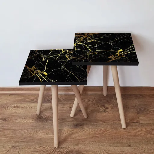 Set masute 2 piese, Hanah Home, 2Shp185, Negru