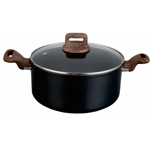 Oala cu capac Oliver Voltz Paris OV54418F24D, 6.5 L, 24x15 cm, Acoperire antiaderenta, Senzor de caldură, Inductie, Negru