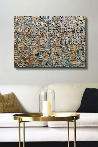 Tablou decorativ, Kanvas Tablo (70 x 100), Cadru: 100% LEMN (grosime: 3 cm), Multicolor