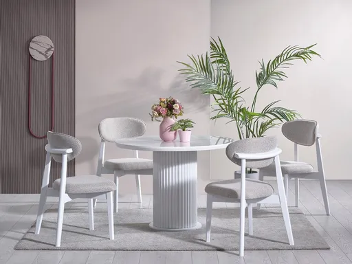 Set masa si 4 scaune, Hanah Home, Aqua, Alb