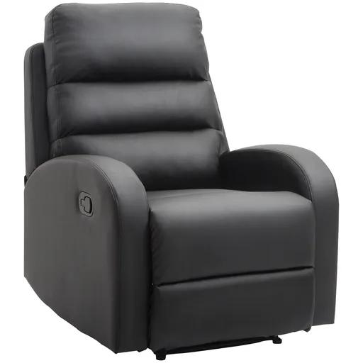 HOMCOM Fotoliu Relax Rabatabil cu Taburet in Piele Ecologica,Negru | Aosom Romania