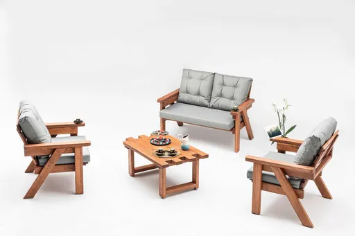 Set mobilier de gradina, Hanah Home, Abant (3+1+1), Gri/Nuc