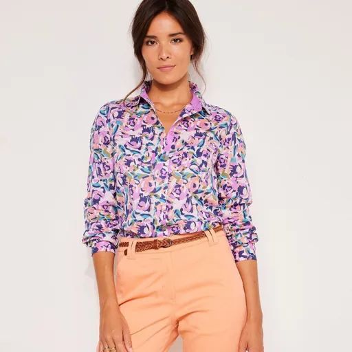 Cămașă cu nasturi cu imprimeu de flori maxi