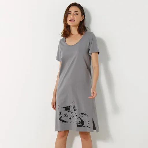 Set de 2 cămăși de noapte scurte cu imprimeu de pisici