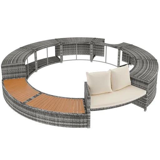 Set de lounge pentru grădină cu canapea rotundă, Gri | Aosom Romania