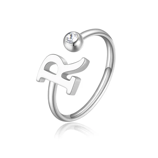 S'Agapõ Inel stilat R din oțel cu cristal Click SCK188