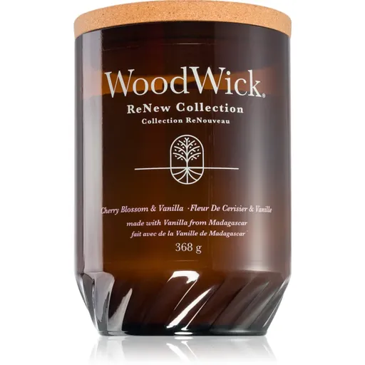 Woodwick Renew Cherry Blossom & Vanilla lumânare parfumată cu fitil din lemn 368 g