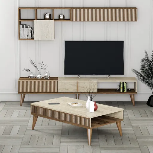 Set mobilier living, Hanah Home, Milan, Nuc / Travertin