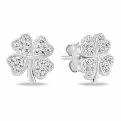 Brilio Silver Cercei din argint în formă de trifoi cu patru foi cu zirconii EA1194W