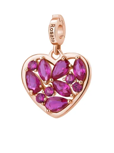 Rosato Pandantiv inimă placat cu aur cu zirconiu cubic fucsia Storie RZ242