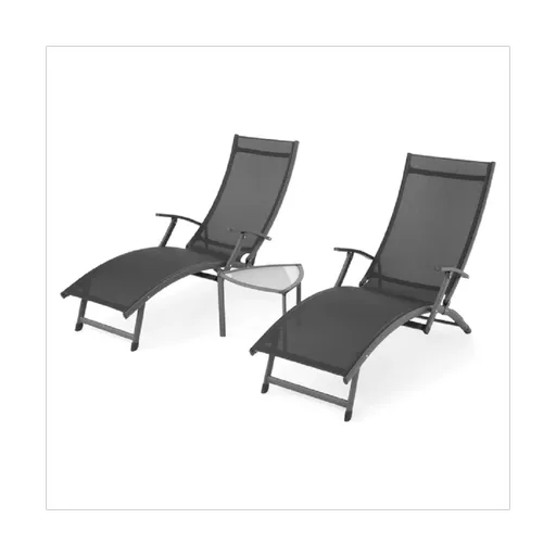 Set Sezlonguri si Masuta, Callie, Negru sau Gri