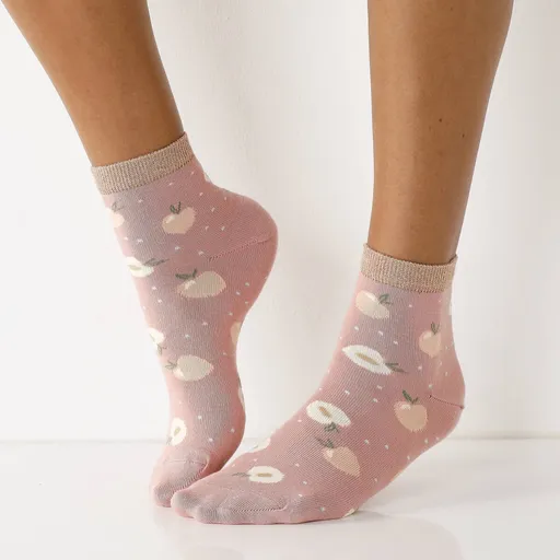 Set de 3 perechi de șosete de gleznă cu imprimeu de fructe