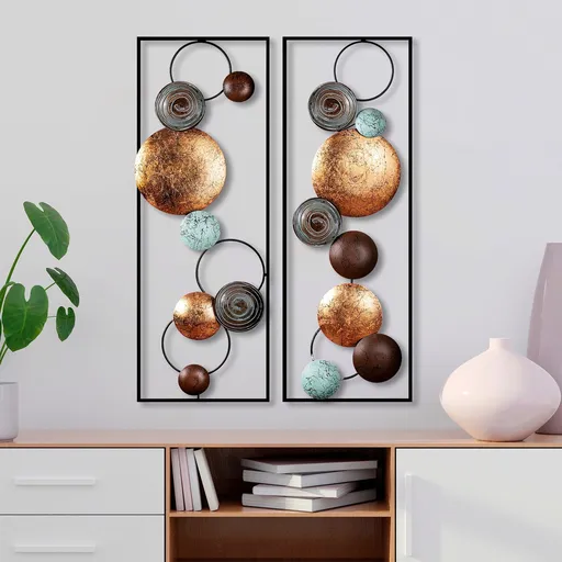 Decoratiune de perete, Textured, Lățime: 32 cm Înălțime: 92 cm Adâncime: 4 cm (2 bucăți), Multicolor