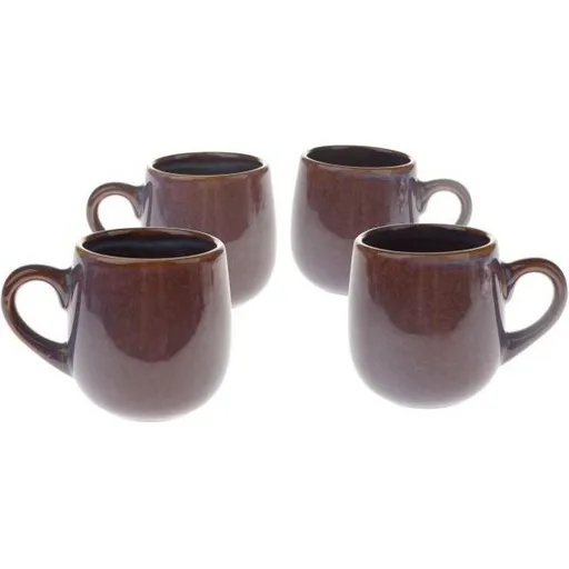Set de 4 căni ceramice Warm 100 ml, maro închis, maro închis