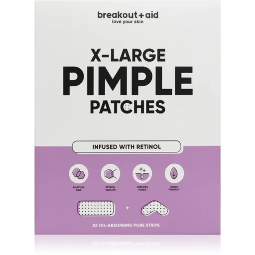 breakout + aid Pimple Patches X-Large tratament topic pentru acnee cu retinol 5 buc