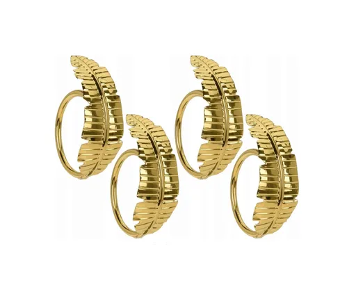 Set 4 inele pentru servetele Leaf V4, 4.5 x 3 cm, metal, auriu
