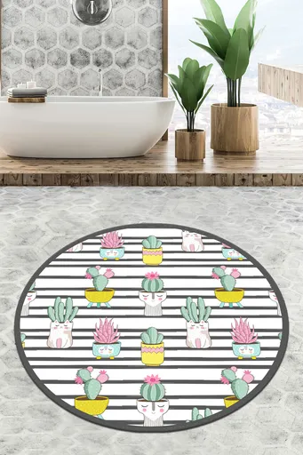 Covoras de baie, L'essentiel Maison, Catinus Cactus Circle Djt 140, Multicolor