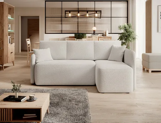 Coltar extensibil dreapta 3 locuri ELTAP, Hadson, 206x150x89 cm, lemn/poliester, alb