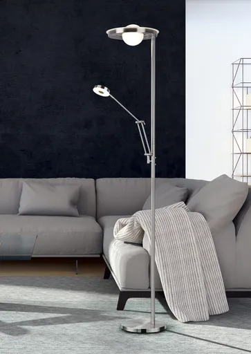 Lampadar Barrie, TRIO, 30x181 cm, 32W/6W, 2x SMD LED, metal, nichel mat